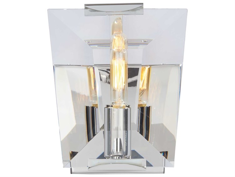 Metropolitan Castle Aurora Polished Nickel Crystal Glass Wall Sconce