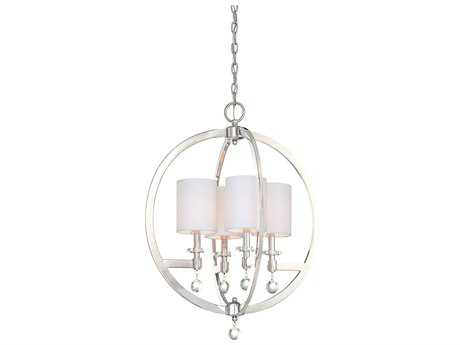 Metropolitan Chadbourne 4-Light Polished Nickel Crystal Candelabra Drum Chandelier