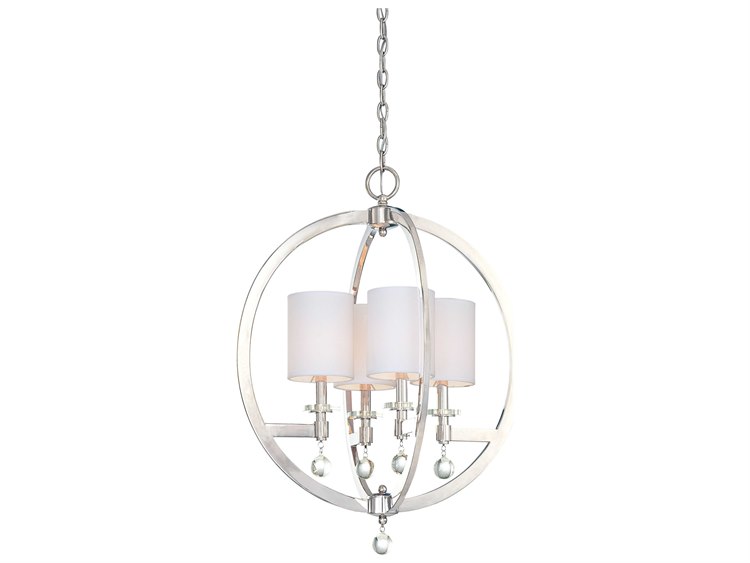 Metropolitan Chadbourne 4-Light Polished Nickel Crystal Candelabra Drum Chandelier