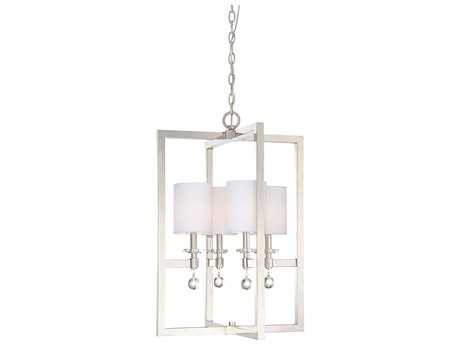 Metropolitan Chadbourne 4-Light Polished Nickel Crystal Drum Pendant