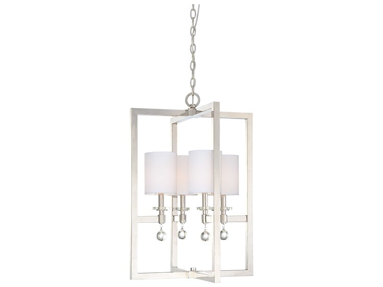 Metropolitan Chadbourne 4-Light Polished Nickel Crystal Drum Pendant