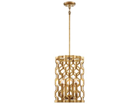 Metropolitan Coronade 4-Light Pandora Gold Leaf Cylinder Pendant