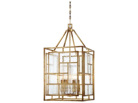 Metropolitan Edgemont Park 6-Light Pandora Gold Leaf Glass Pendant