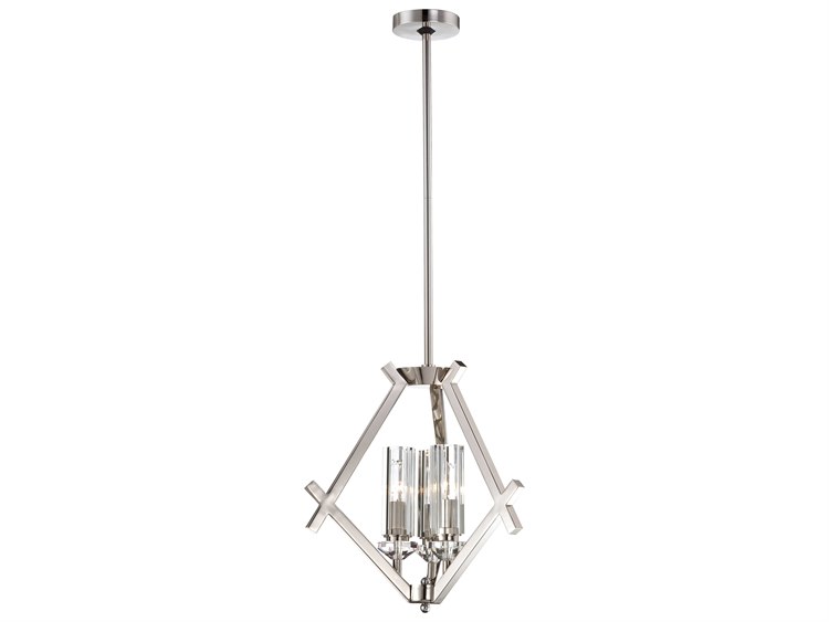 Metropolitan Fusano 3-Light Polished Nickel Glass Cylinder Pendant