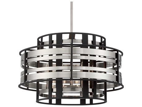 Metropolitan Preston 6-Light Brushed Nickel Sand Coal Black Chandelier