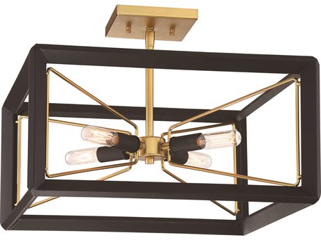 Metropolitan Sable Point 4-Light Sand Coal Honey Gold Black Semi Flush Mount