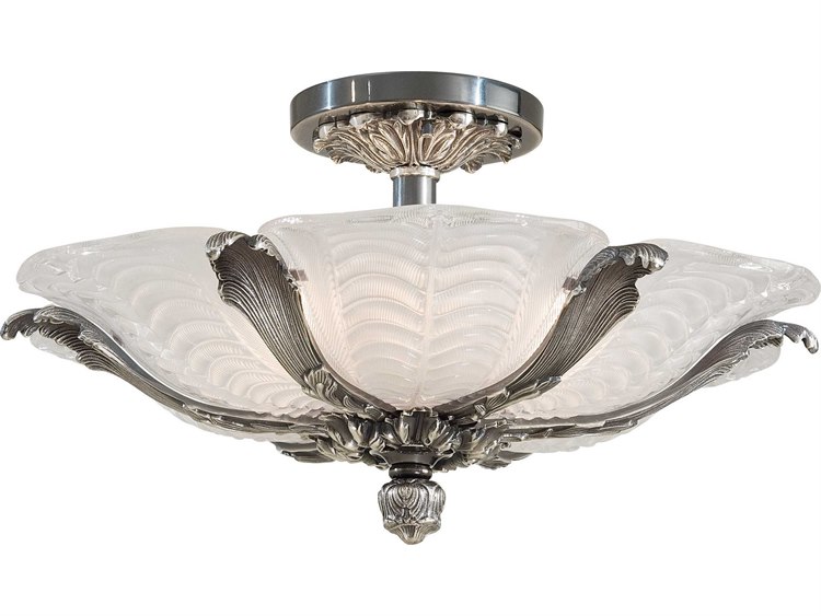Metropolitan Platinum Gray Glass Bowl Semi Flush Mount