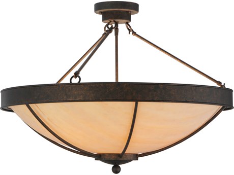 Meyda 32" 5-Light Bronze Bowl Semi Flush Mount