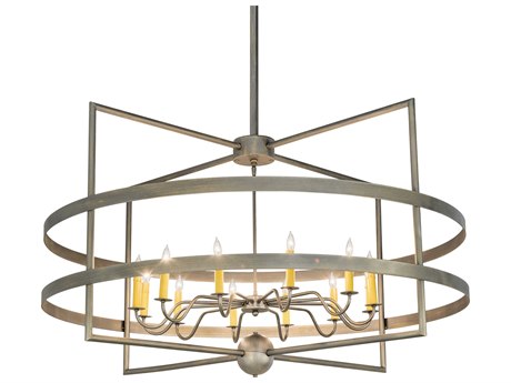 Meyda Aldari 12-Light Antique Brass Candelabra Geometric Chandelier