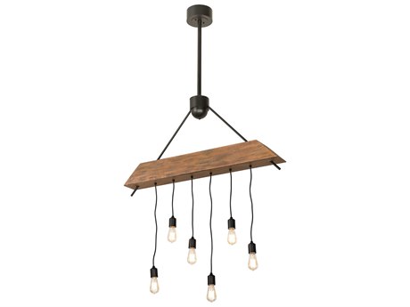 Meyda Alva 6-Light Black Wood LED Linear Island Pendant