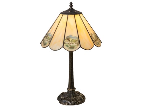 Meyda Americana Glass Green Blue Beige White Off Table Lamp