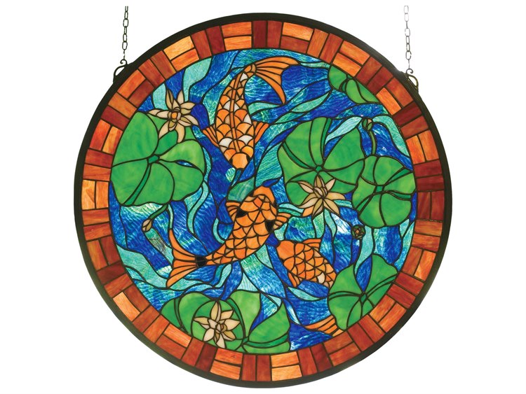 Meyda Koi Pond Lily Stained Glass Window