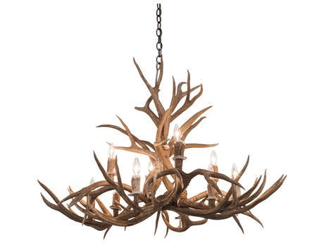 Meyda Antlers 10-Light Antique Copper Candelabra Chandelier