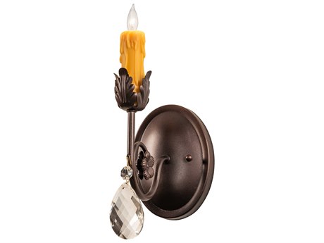 Meyda Antonia 1-Light Mahogany Bronze Crystal Brown Wall Sconce