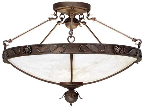Meyda Arabesque 5-Light Copper Rust White Bowl Semi Flush Mount