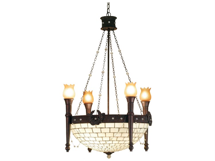 Meyda Art Glass 4-Light Bronze Chandelier