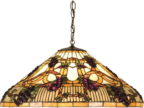 Meyda Art Glass 3-Light Bronze Tiffany Dome Pendant