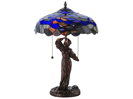 Meyda Maxfield Parrish Griselda Brown Glass Tiffany Table Lamp