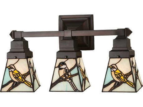 Meyda Early Morning Visitors 3-Light Brown Glass Wall Sconce