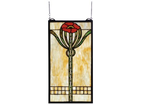 Meyda Arts & Crafts Parker Poppy Stained Glass Window