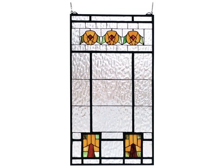 Meyda Arts & Crafts Aurora Dogwood Stained Glass Window