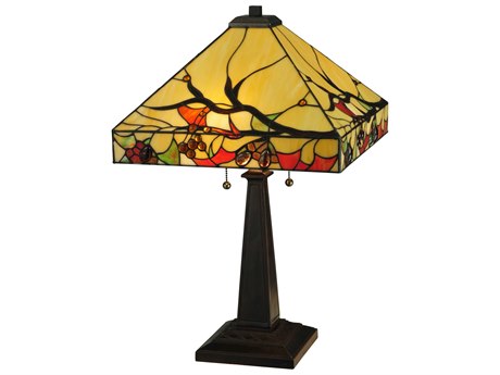 Meyda Woodland Berries Bronze Glass Tiffany Buffet Lamp