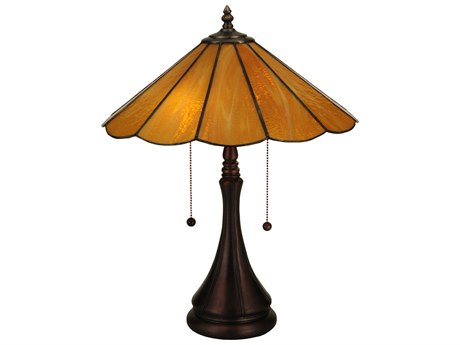 Meyda Panel Honey Amber Brown Glass Table Lamp