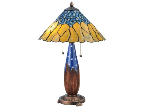 Meyda Cristal Azul Bronze Tiffany Table Lamp