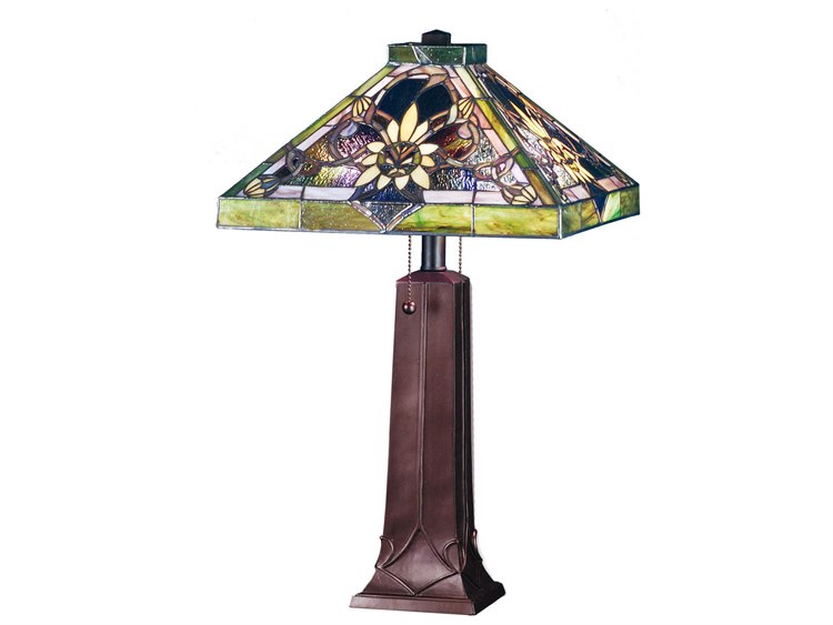 Meyda Solstice Bronze Glass Tiffany Table Lamp