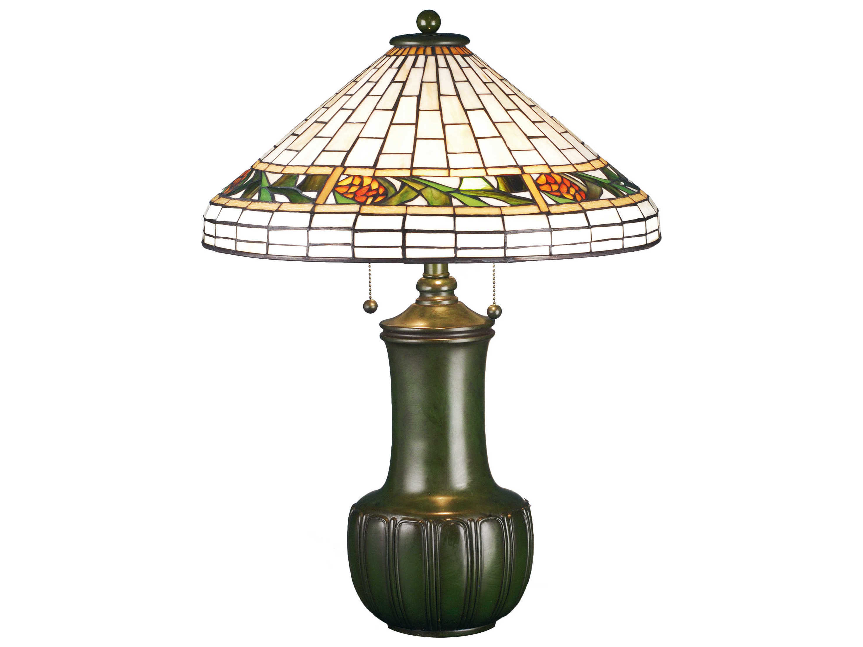 Meyda Bungalow Pine Cone Green Tiffany Table Lamp | MY71437