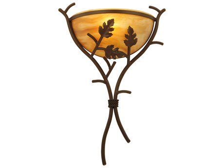 Meyda Oak Branch 22" Tall 1-Light Brown Glass Wall Sconce