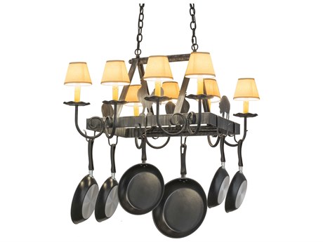 Meyda Barn Animals Antique Iron Gate Black Island Pendant