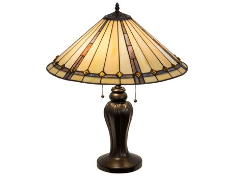 Meyda Belvidere Bronze Glass Tiffany Table Lamp