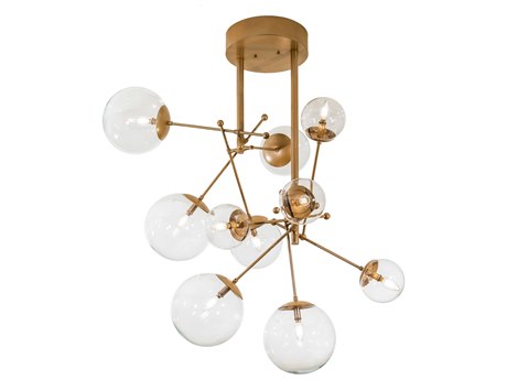 Meyda Bola 10-Light Champagne Metallic Clear Glass LED Globe Sputnik Chandelier