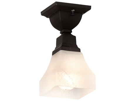 Meyda Bungalow 1-Light Oil Rubbed Bronze Glass Flush Mount