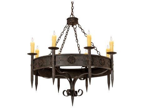 Meyda Calandra 8-Light Chocolate Ivory Brown Candelabra Round Chandelier