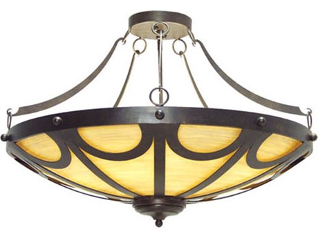 Meyda Carousel 12-Light Gilded Tobacco Brown Glass Bowl Pendant