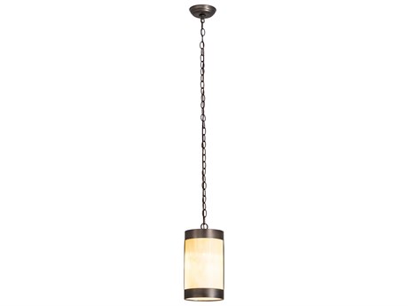 Meyda Cartier 1-Light Oil Rubbed Bronze Off White Cylinder Mini Pendant
