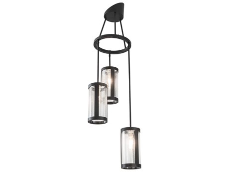 Meyda Cartier 3-Light Black Clear Seedy Glass Cylinder Pendant