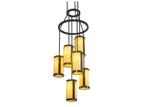 Meyda Cartier 6-Light Timeless Bronze Cylinder Pendant