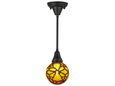 Meyda Castle Amber Brown Globe Mini Pendant