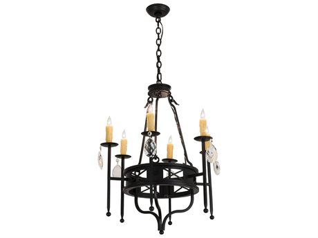 Meyda Gina 6-Light Black Crystal Glass Candelabra Chandelier