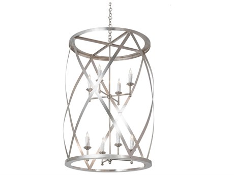 Meyda 8-Light Nickel Glass Candelabra Tiered Chandelier
