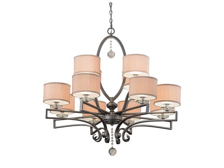 Meyda 12-Light Pewter Crystal Glass Drum Chandelier