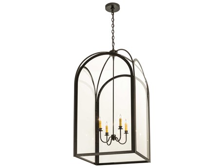Meyda 4-Light Bronze Glass Candelabra Chandelier