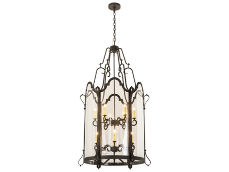 Meyda Dubrek 12-Light Black Glass Candelabra Tiered Chandelier