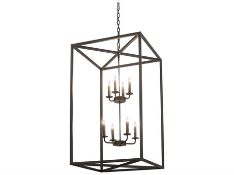 Meyda Kitzi Box 8-Light Black Glass Candelabra Chandelier