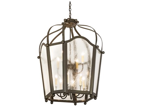 Meyda Citadel 10-Light Bronze Glass Candelabra Chandelier