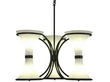 Meyda Chronos 3-Light Black White Geometric Chandelier