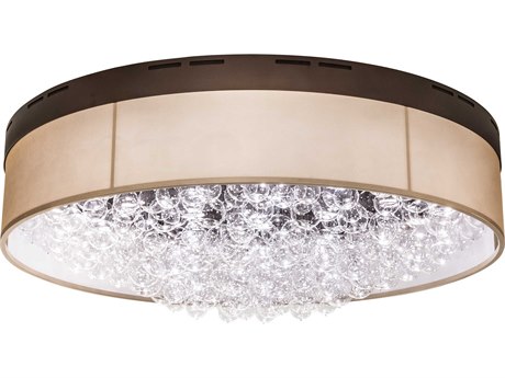 Meyda Cilindro 22-Light Mahogany Bronze Brown Glass LED Drum Flush Mount